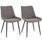 Costway Dining Chair Set of 2 Upholstered Leisure Chairs with Metal Legs Padded Seat Brown/Grey